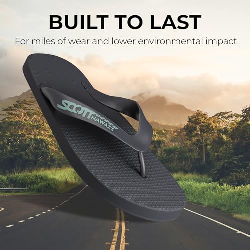 Scott Hawaii Men's Kumu Wide Flexible Rubber Slipper | Double Plug Strap | Beach Footwear | No-Slip Boat Sandal | Low and No Arch Flip Flops3