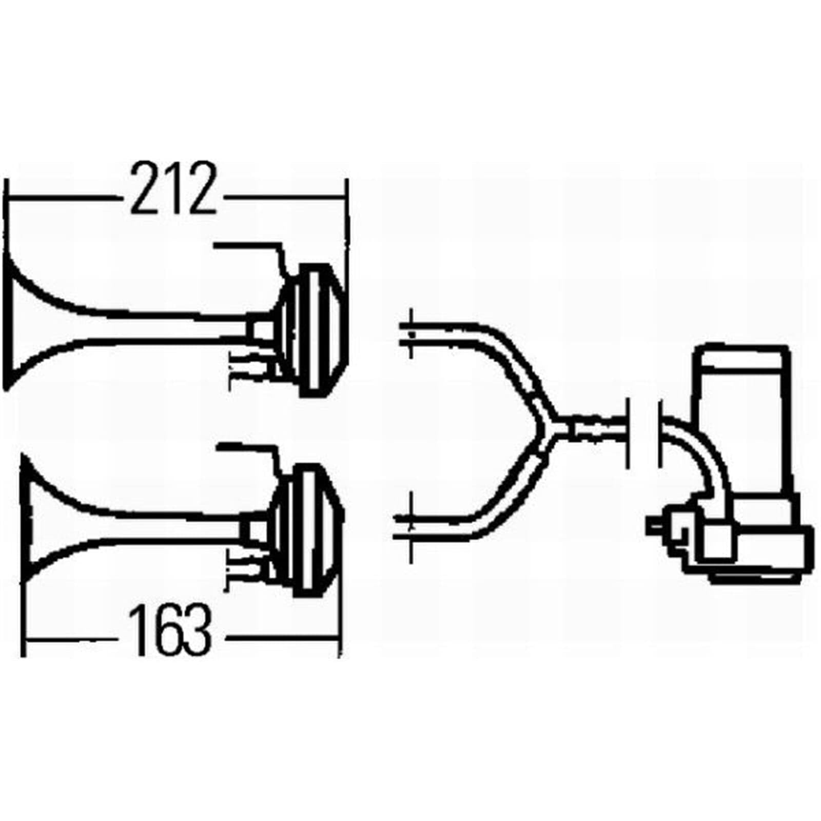 HELLA 3PB 003 001-651 Bocina - 12V - 118dB (A) - Rango de frecuencia: 780/840Hz - Bocina electroneumática dos tonos - electroneumático