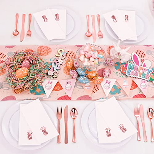 Dayammi 50Pcs Easter Paper Napkins Guest Towels Disposable Dinner Napkins Bathroom Paper Towel Paper Hand Napkin White And Pink Bunny Napkin Decorative Disposable Easter Hand Towel Spring Napkin 3 Ply #TOP3