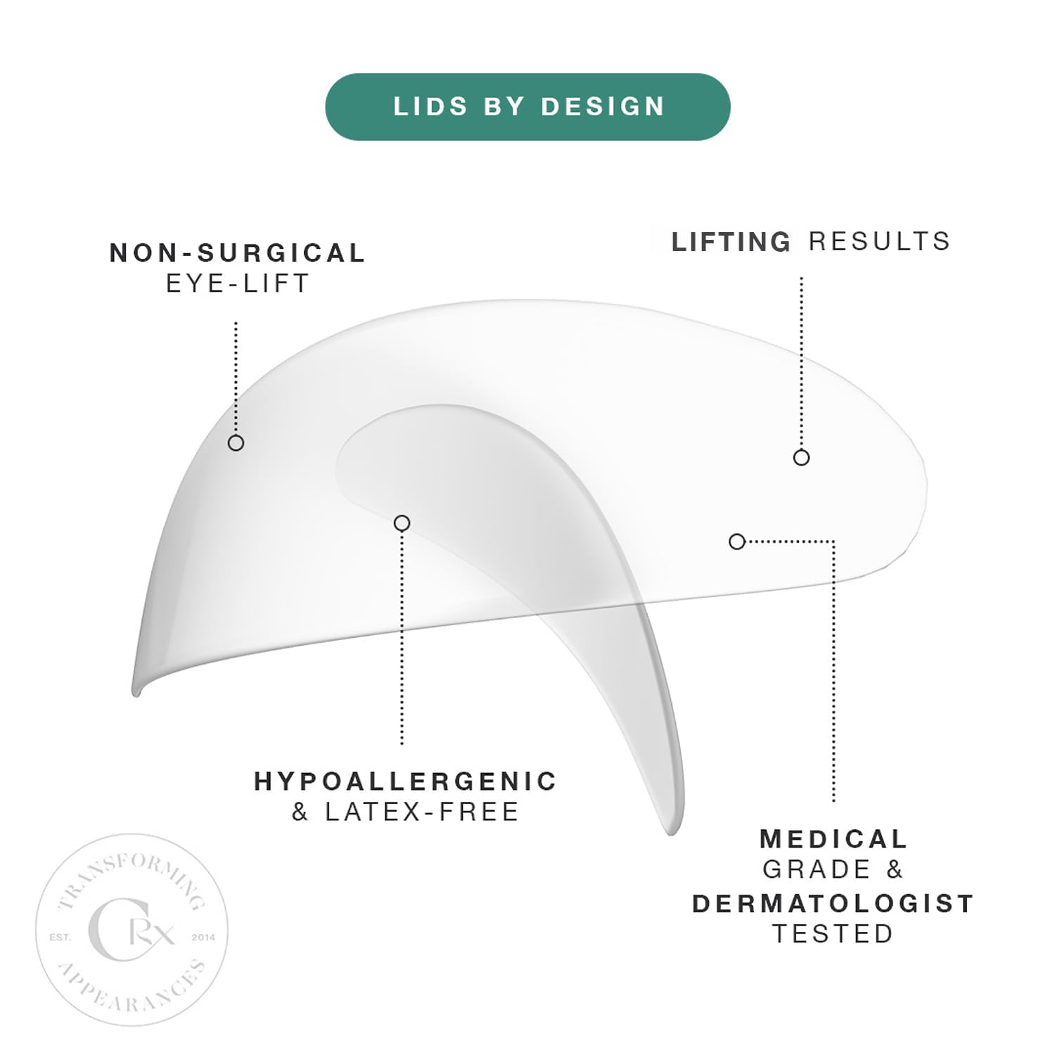 Contours Rx Lids by Design Eyelid Lift Strips with Travel Case and Tweezers, Invisible Eyelid Tape for Hooded Eyes - Image 2