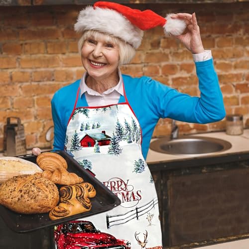 Chinyuti Avental de Natal, aventais de Feliz Natal, avental de cozinha de Natal para cozinhar, jardi