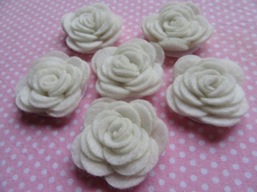 Image of YYCRAFT Pack of 20PCS Felt Rose 1.5 inch 4D Flower Wedding Applique Bow-Ivory