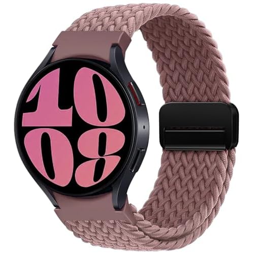 One Click No Gap Nylon Bands for Samsung Galaxy Watch 7 6 5 4 FE 40mm 44mm/6 Classic 43mm 47mm/4 Classic 42mm 46mm/5 Pro 45mm Magnetic Braided Sport Strap Smokey Purple 20mm