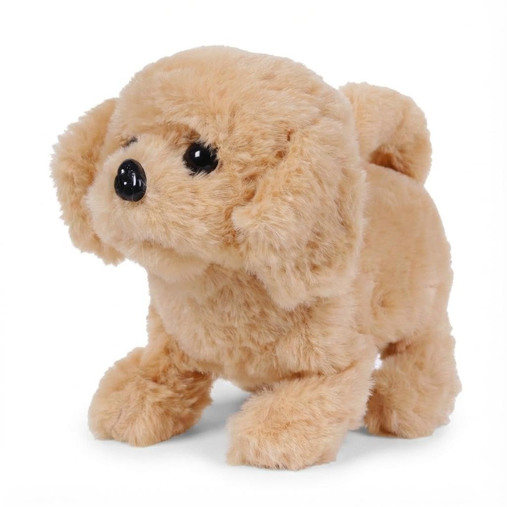 Fuzzbuzz Goldie Walking Dog Soft Toy | Walk, Bark, Wag its Tail | Interactive Animal Soft Toys for Kids Age 3Y+ | Birthday Gift for Kids | Stuffed Puppy Plush Toy | Battery Operated Soft Toys, Beige-image-6
