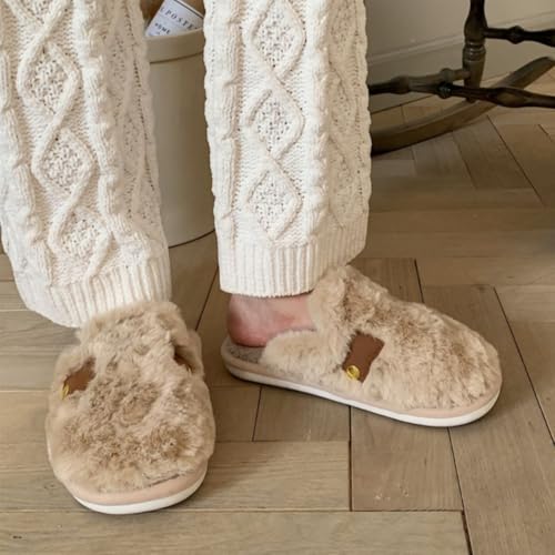 Women's Fuzzy Slippers All Over Plush Lady’s Comfy Densely Long-haired Scuff Closed-Toe Warm Cozy Fluffy Indoor Bedroom2