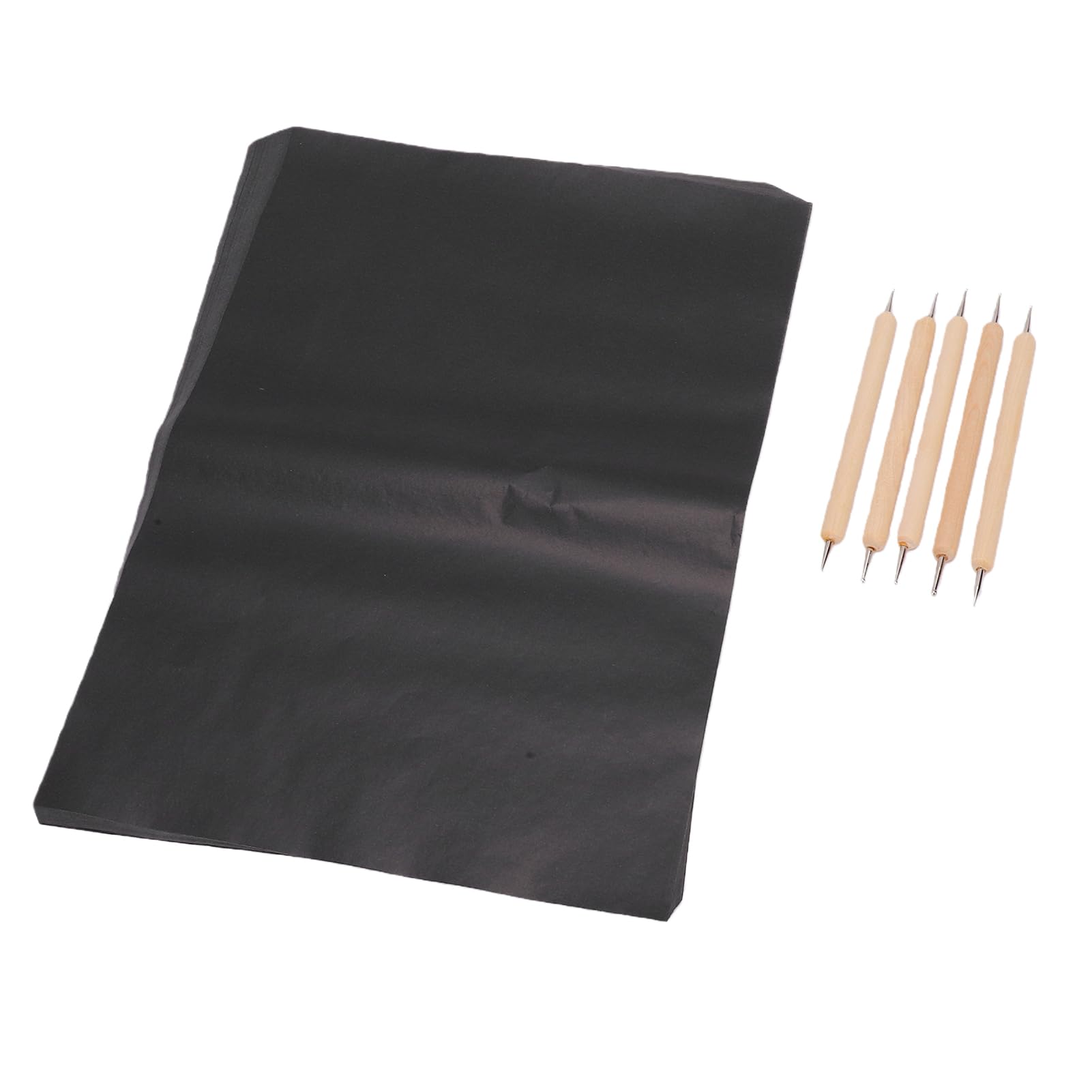 SIXRUN Papel de Transferencia de Carbono, 200 Hojas de Papel de Calco A4 con 5 Herramientas de Punteado de Acero Inoxidable y Madera, Hojas de Copia de Alta Densidad para Madera, Lienzo, Cerámica,