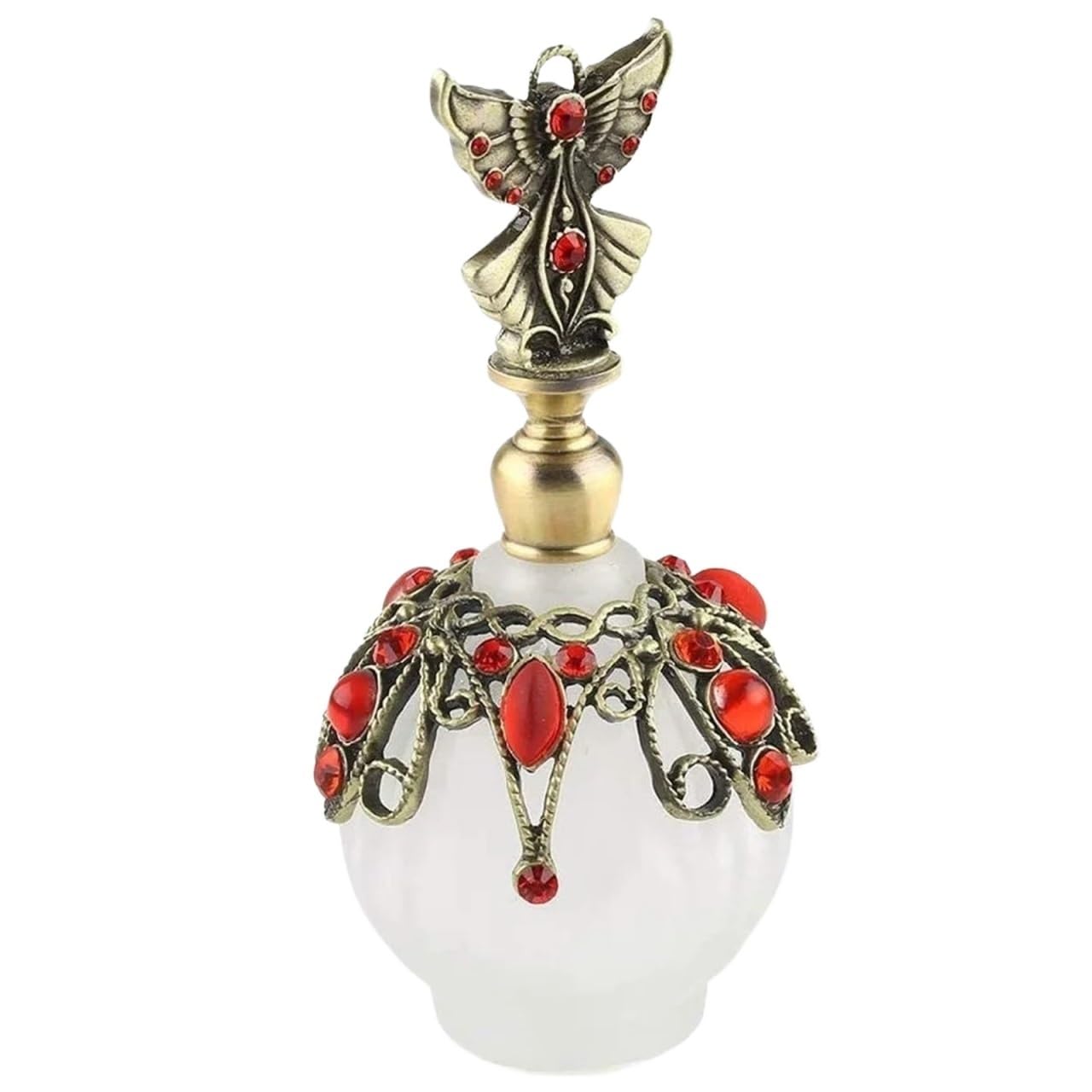 Atomizador de perfume, Atomizador de perfume botella recargable forma corazón vidrio metálico multicolor 5-40ml(White and Red 30ml)