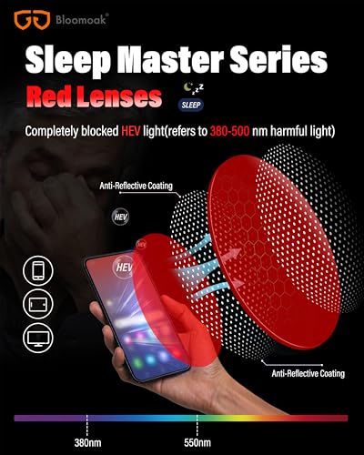 Image of Bloomoak 99% Blue Light Blocking Glasses,Nighttime Sleep,Fully Wraparound Your Eyes with No Leaks for Side Glare