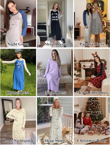 Ekouaer Long Sleeve Nightgowns for Women Calf Length Sleep Shirts - image 6