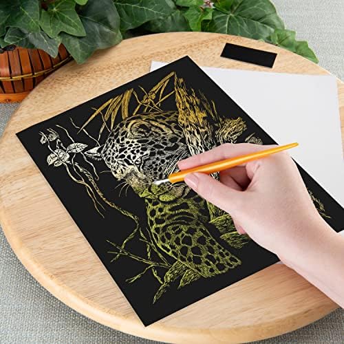 Royal & Langnickel Gold Engraving Art A4 Size Leopard in Tree Designed Painting Set