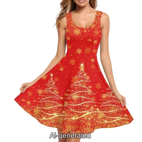 Image of Dreaweet Casual Sleeveless Dresses for Women Girls, Round Neck Tank Dresses with Pockets Summer Sundress Size XS-4XL