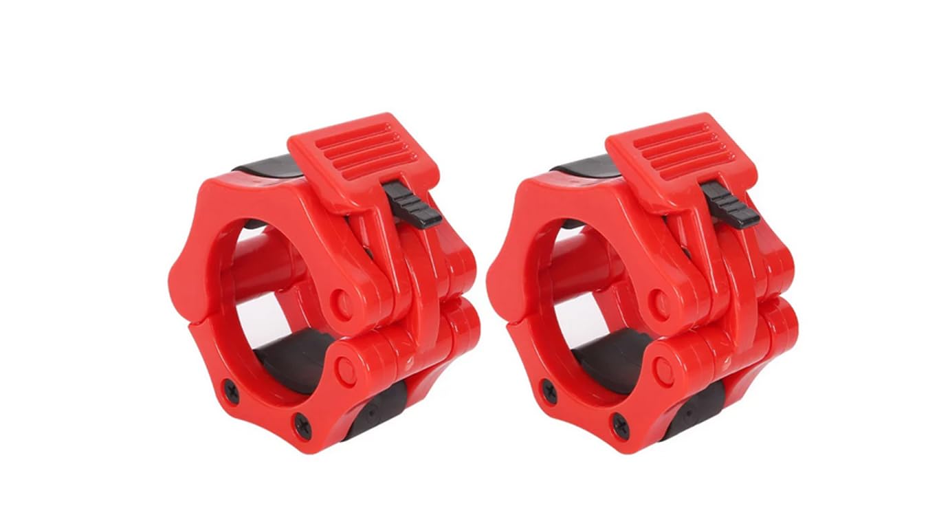Protoner Olympic Barbell Collar Lock for 30mm Bar, Red, Pair-image-5