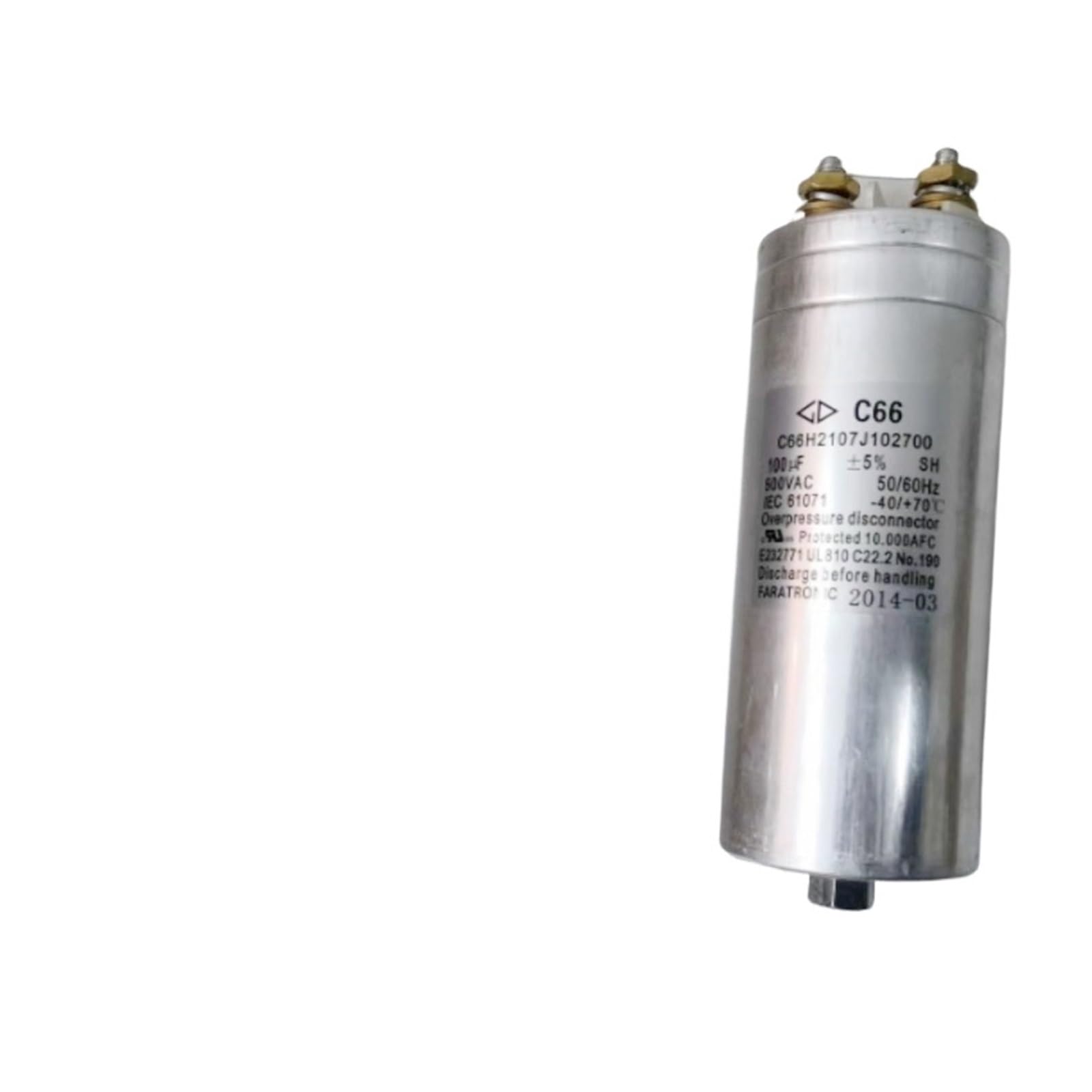 BALYDLUL 1pcs C66H2107J102700 100UF 500V AC capacitor 81x210mm