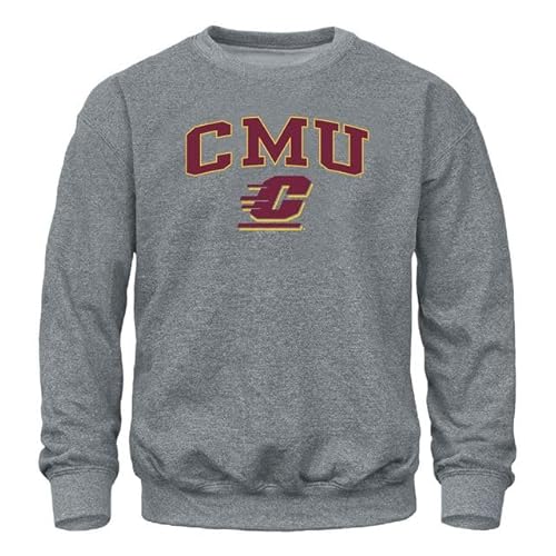 Barnesmith Central Michigan University CMU Chippewas Adult Unisex Crewneck Sweatshirt, Spirit, Charcoal Grey, Medium