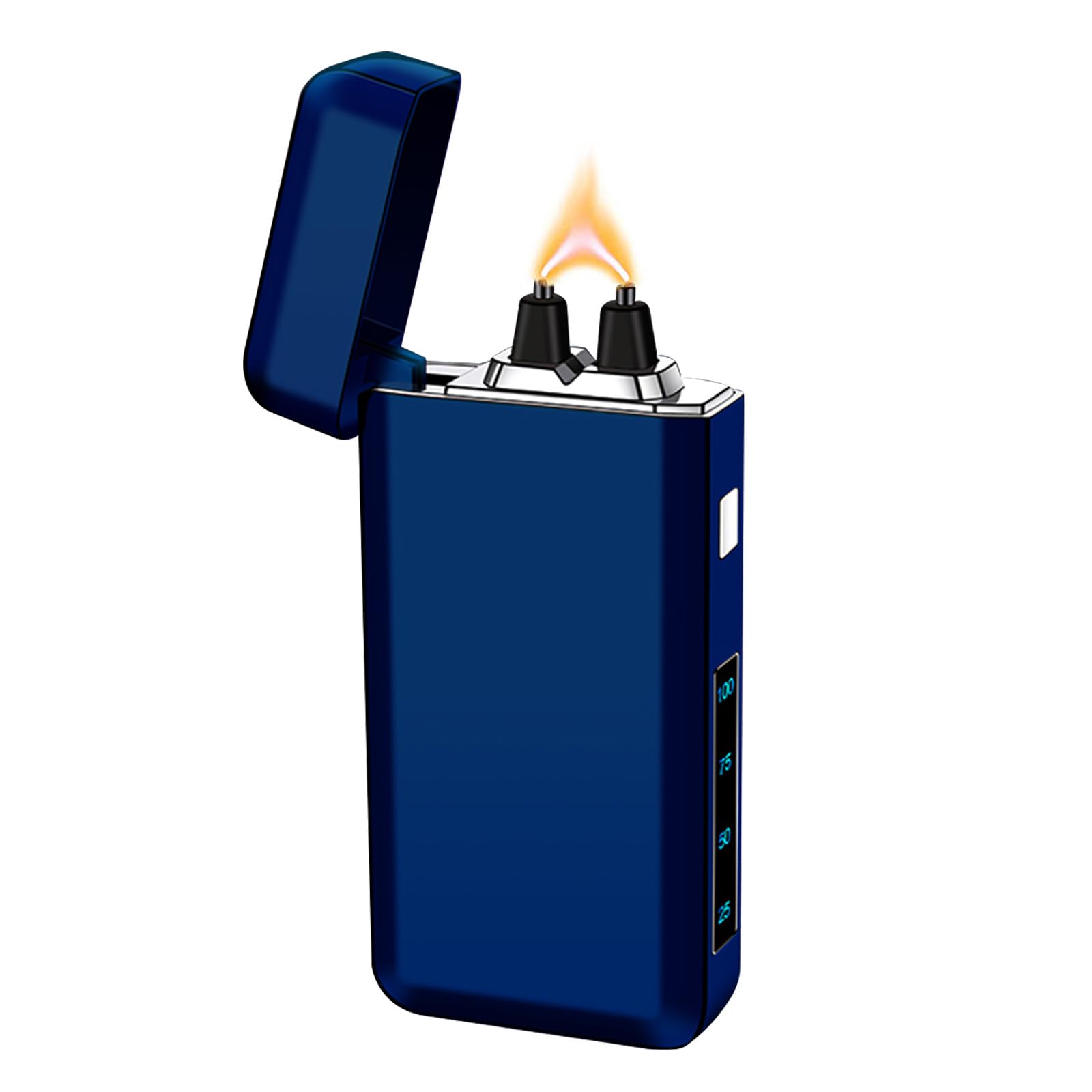 Briquet électrique rechargeable à grande flamme - Briquet plasma de type C - Briquet coupe-vent avec puce intelligente pour camping, aventure (bleu)