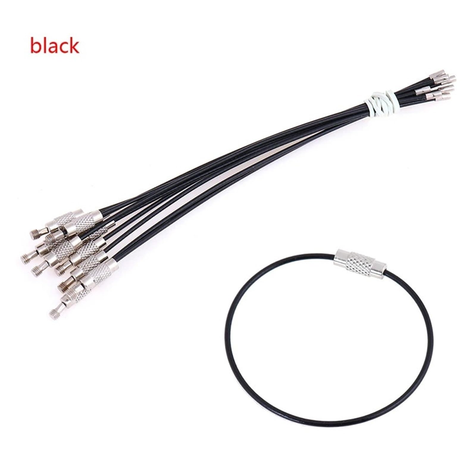 10pcs 1.5x150mm Stainless Steel Wire Keychain Ring with Screw Lock, Cable Loop Key Ring Rope for Outdoor Camping Luggage Tag EDC Gadget
