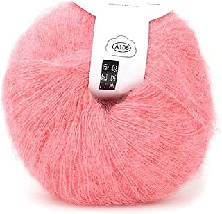 26g/Roll Soft Angora Mohair Yarn Multicolor Cashmere Knitting Wool Yarn with A Crochet for Garments Scarves Sweater Shawl and Craft Projects (flesh pink)