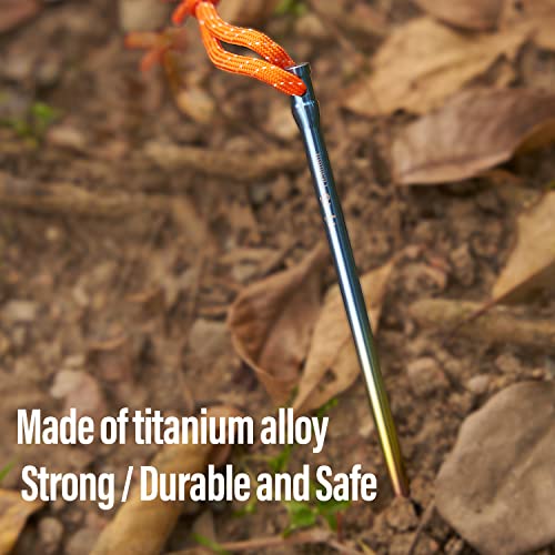 TiTo Titanium Estacas rectas para camping al aire libre con tamaño 5mm/6mm Paquete de 6 (Coloridas 5.0×165mm) miniatura 3