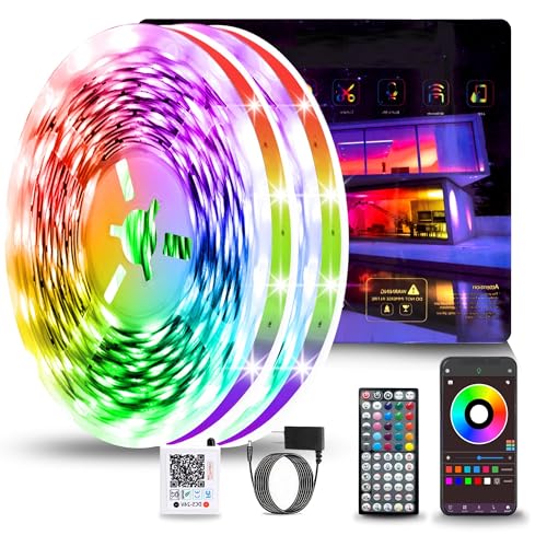 NBBUFF Led Lights for Bedroom 300FT (2 Rolls of 150FT), RGB Led Strip Lights with Music Sync Color Changing, Remote & App Controll Led Lights for Room and Party, Super Long LEDs for Bedroom Ambiant