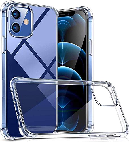 HUSHCO Funda iPhone 12 iPhone 12 Pro Carcasa Silicona Suave TPU Gel Bumper Case Cover de Protección Antideslizante [Anti-Rasguño] [Anti-Golpes] Caso Transparente