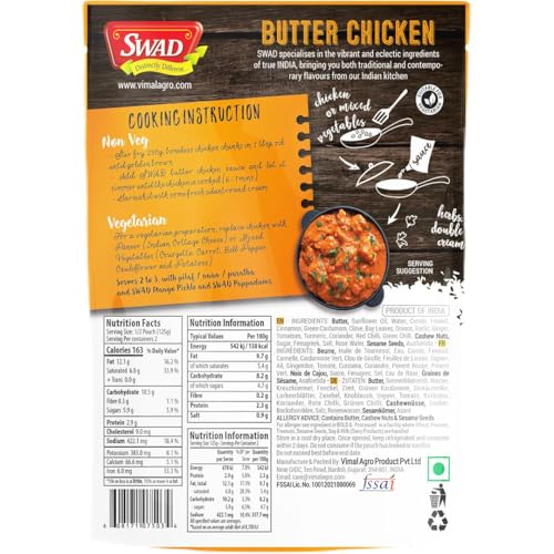 Image of SWAD Butter Chicken Gravy /Makhani /Easy to cook - Pure Vegetarian 250GM