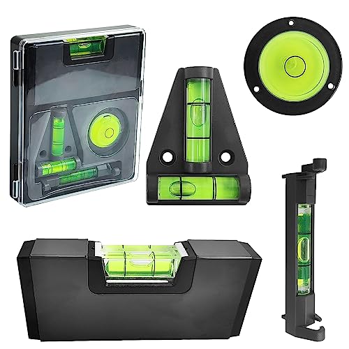 4 Stück Libelle Wasserwaage Magnetisch Set, T Wasserwaage Wohnmobil, Wasserwaage rund, Quadratische Magnet Wasserwaage, Drahtwasserwaage, für Camping Zubehör, Wohnwagen