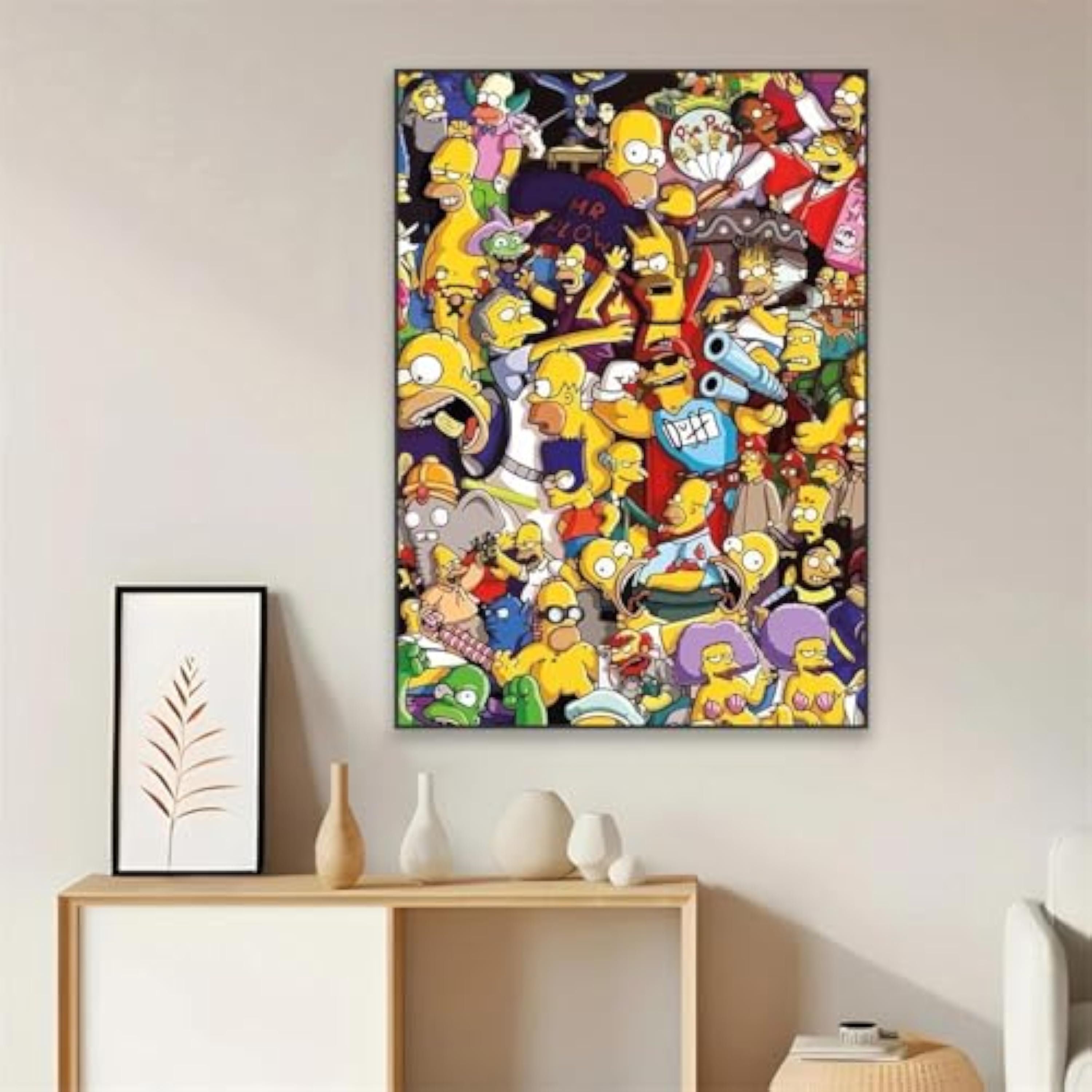 BMGKYAGL Póster de Los Simpson Lista de todos los personajes de Los Simpson Impresiones Arte de la sala de estar Pintura en lienzo Decoración 20x30cm Sin marco