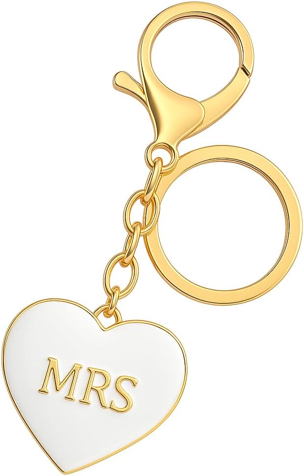 Heart Keychain MRS Text, Elegant and Simple Accessory Keys and Bag Charms for Loves,Gifts for Boyfriend Girlfriend