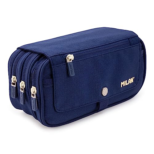 PracticDomus Pencil Case with Zipper, 3 Compartments for School, Travel, School Supplies, Milan 1918, school bags PracticDomus Pencil Case with Zipper, 3 Compartments for School, Travel, School Supplies, Milan 1918, school bags