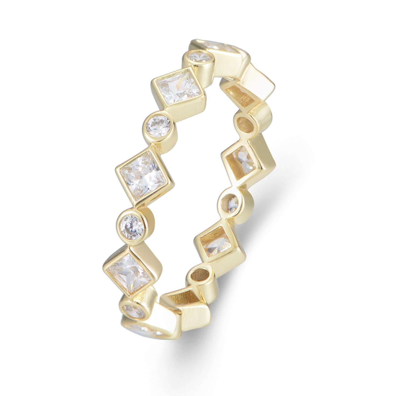 Anelli di fidanzamento moissanite, anelli di nozze in vero oro eternità moissanite, fedi nuziali in oro bianco per donna