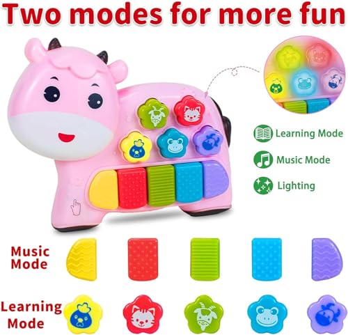 Image of Amitasha Musical Piano for Babies - Animal Voice Sound Toy Piano with Colorful Keys, Animal Shape Activity Toy for Kids with Light & Sound, Early Learning Toy for Toddlers (Random Color)