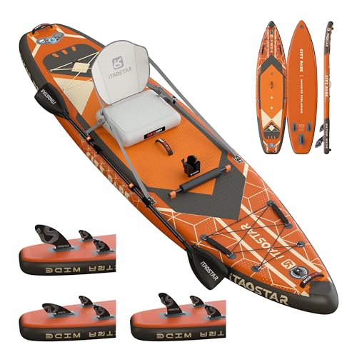 Image of iTAOSTAR City Park 12'x35 inch Extra Wide Paddle Board with Seat, One-Stop Premium SUP Board Gears, Tailored 5 Fins, Stable Inflatable Stand Up Paddle Boards for Youth of All Levels