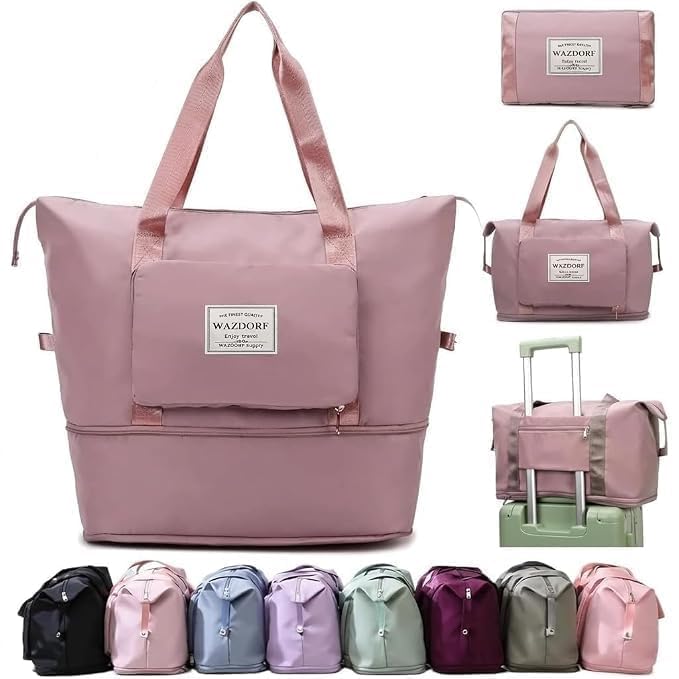 Women's 41L Expandable Waterproof Travel Duffle Bag with Shoe Compartment Foldable Weekender Carry-On Gym Tote-image-39