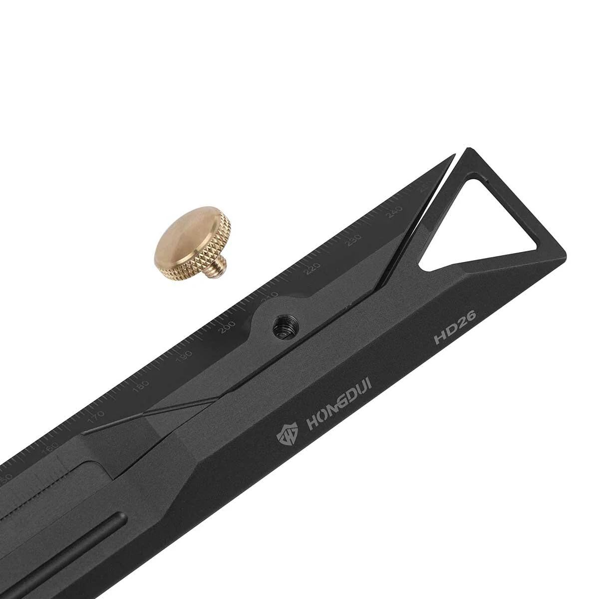 HONGDUI HD26 260mm Taschenlineal, Messschieber aus Aluminiumlegierung, multifunktionales Anreißlineal mit Feststellschrauben