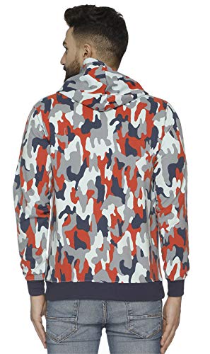 Image of Veirdo Men's Stylish Fleece Hooded Sweatshirt - Camouflage (XX-Large, Multi-Coloured)
