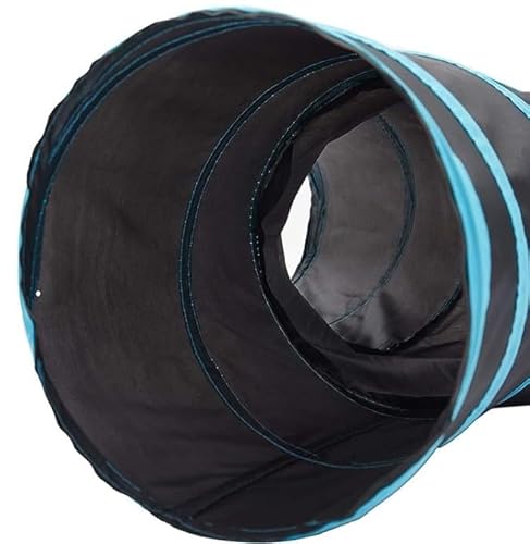 Túnel Para Gato 4 Saídas Brinquedo Interativo Pet Dobrável Azul e Preto