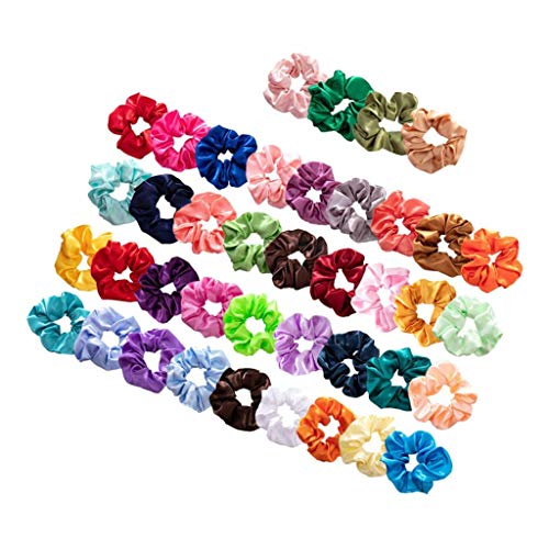 Bonarty 40 cores de cetim Scrunchies de seda para mulheres