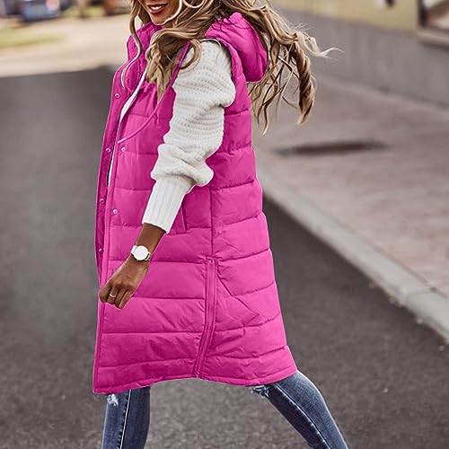 hlysgo Women'S Long Quilted Vest Sleeveless Maxi Length Puffer Vest Zipper & Button Up Casual Down Coat Winter Outerwear2