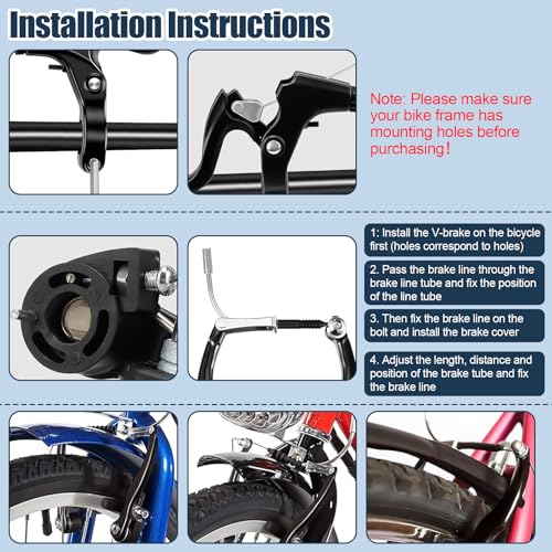 MIHURO Fahrradbremsen, Fahrrad Bremsen Set, Schwarz V-Brake Bremsen Fahrrad, Universal Aluminium Fahrradbremse, Komplettes Bremsseile und Bremshebel Kit für die Meisten Fahrräder