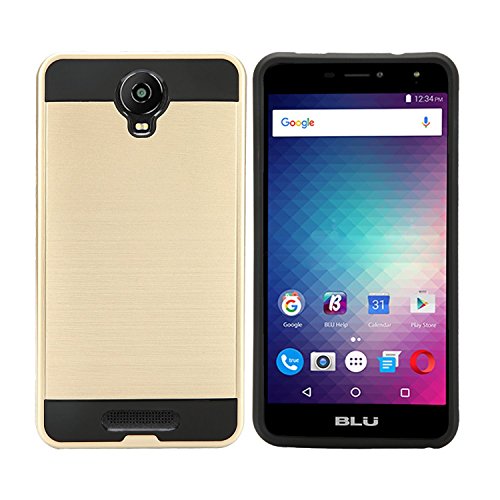 BLU Advance A6 Case, BLU Studio Mega S610P Case,BLU Studio XL 2 S0270UU Case,Shockproof Absorption Anti Scratch Rugged High Impact Hybrid Slim Protector Case for BLU Studio XL 2 S0270UU -Gold