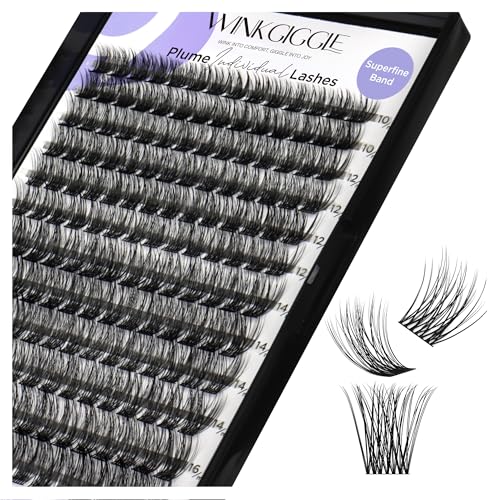 WINKGIGGLE Lash Clusters D Curl Individual Lashes 168 Pcs Cluster Eyelash Extensions 0.07mm 10-16mm Mixed DIY Lash Clusters Reusable Super Thin Black Band Eyelashes at Home (Twin Flowers 703D)