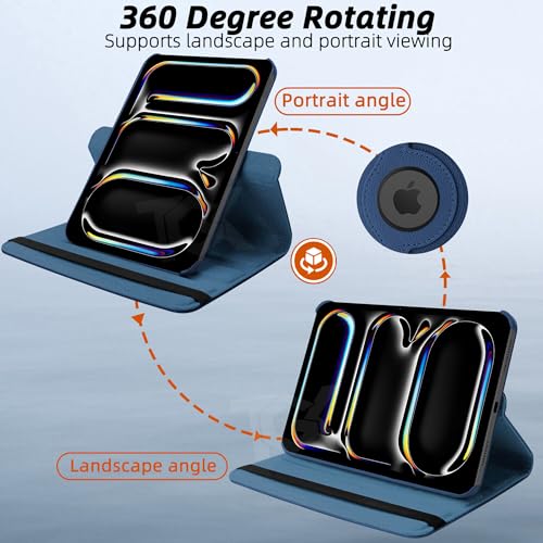 Image of TGK Rotating Case for iPad Pro 11 Inch M5 2025 /M4 2024 Model A3357 /A3358 /A3359 /A2836 /A2837 /A3006, Cover for 6th /5th Gen iPad Pro 11 inch (Dark Blue)