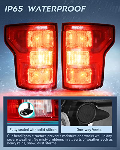 Image of Nilight Taillight Assembly for 2018 2019 2020 Ford F150 Pair
