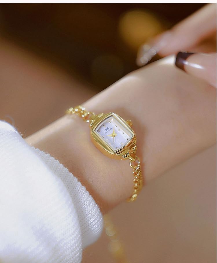 FANMIS Women Classic Vintage Bangle-Style Watch Dainty Small Dial Watch Luxury Dress Gold Bracelet Watch Ladies Minimalist Design Square Wrist Watches - Image 5