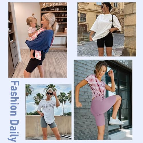 HIGHDAYS 5 Pack Biker Shorts Women - 5"/8" High Waist Spandex Workout Yoga Running Athletic4