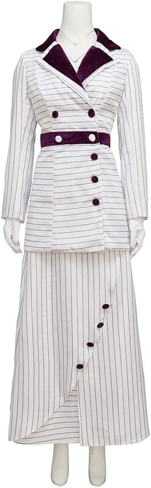Willyacos Titanic Rose Cosplay Costume Dress Rose Dewitt Bukater Titanic Costume Purple Stripes Dress Outfuit for Women