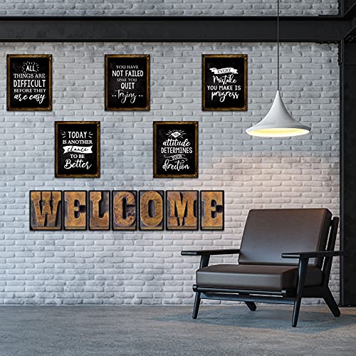 Ireer Industrial Chic Bulletin Board Set Laminated Inspiring Quote Poster Motivational Work Posters Positive Affirmation Bulletin Board Rustic Welcome Wall Decor For Classroom Office Bedroom Farmhouse #TOP1