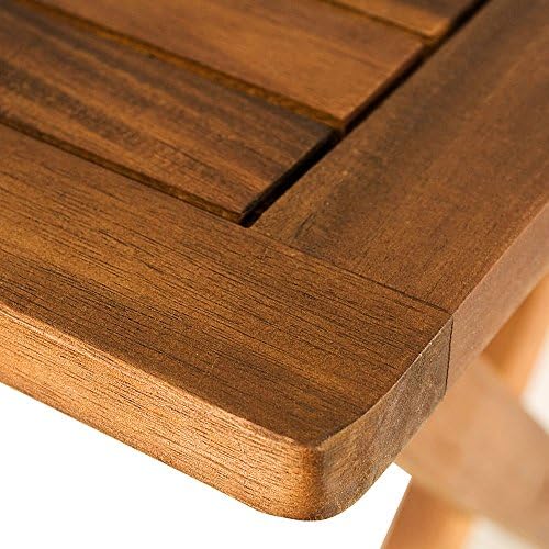 Casaria Garden Side Table Small Acacia Wood 46x46cm Folding Square Snack Bistro Patio Balcony Outdoor Porch Weather-resistant End Furniture