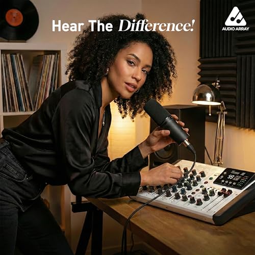 Image of Audio Array Sound Mixer | Audio Mixer 8 Channel Hybrid USB Mixing Console with BT 4 XLR Mic Inputs | 192kHz /24-Bit OTG Recording | 99 DSP Effects | Phantom Power | Hi-Z Support & USB-C Connectivity