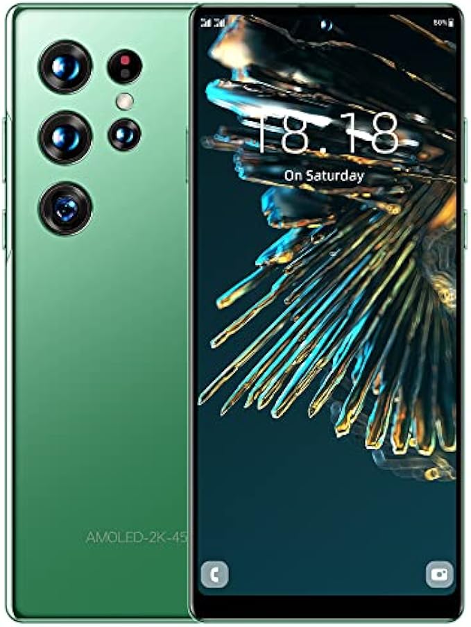 SANSHREUNI Smartphone Unlocked, 5G Dual Sim Cell Phones, 4G+128GB C21 Ultra Unlocked Smartphones, 6.8 inch Android Smartphones 7300mAh | Fingerprint Lock Face ID (Green)